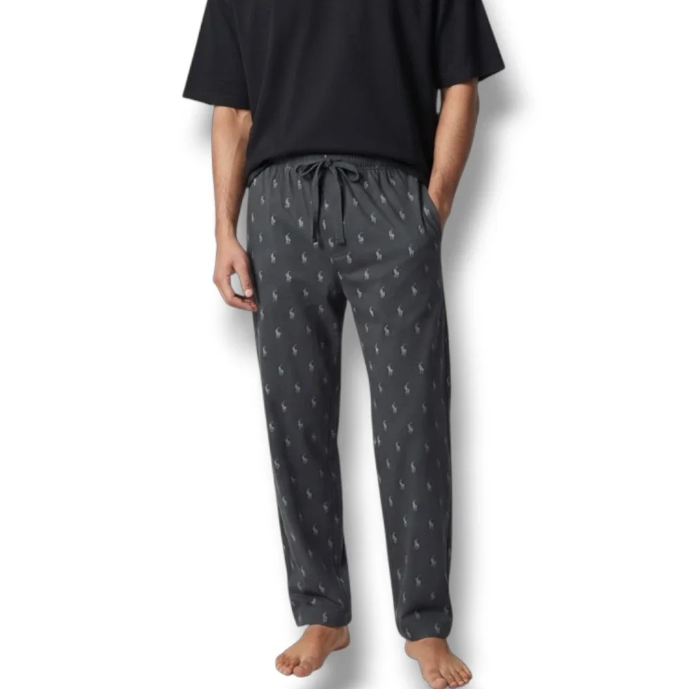 Polo Ralph Lauren Pajama Pants Mens XL Black All Over Pony Print Cotton